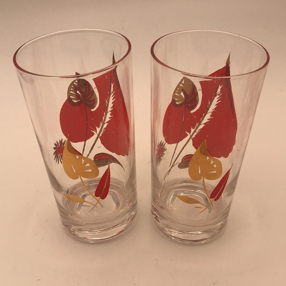 Federal Glass MCM/VTG Leaves Deluxe Drinking/Highball Glasses (Set of 6) - Picture 5 of 9